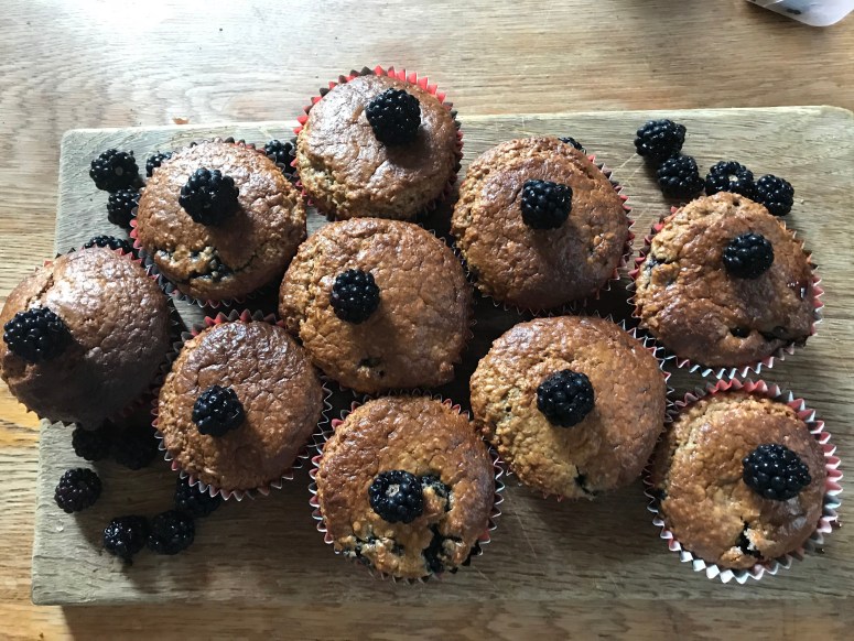 Healthy Banana and Blackberry Muffins
